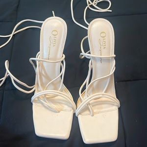 Cream Tie Up Heels
